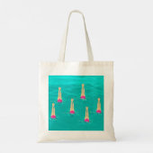 Kunstzwemmers die zwemmen onder de waterzwempartij tote bag (Achterkant)