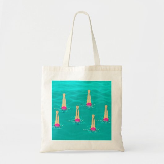 Kunstzwemmers die zwemmen onder de waterzwempartij tote bag (Voorkant)