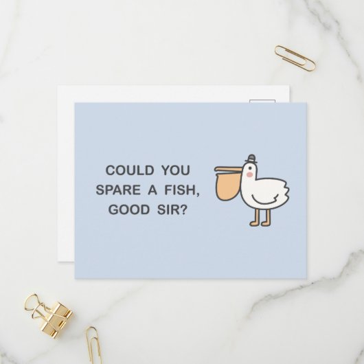 Kunt u een vis sparen, goede meneer? uitnodiging briefkaart (Voorkant / Achterkant in situ)