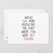 Kunt u het deel herhalen waar u bent geweest? briefkaart (Voorkant / Achterkant)