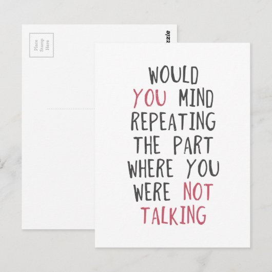 Kunt u het deel herhalen waar u bent geweest? briefkaart (Voorkant / Achterkant)