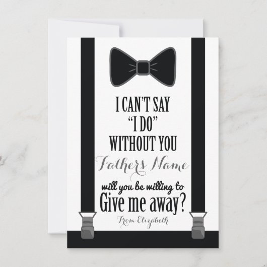 Kunt u mij weggeven - Tuxedo Stropdas Braces Fathe Kaart (Voorkant)