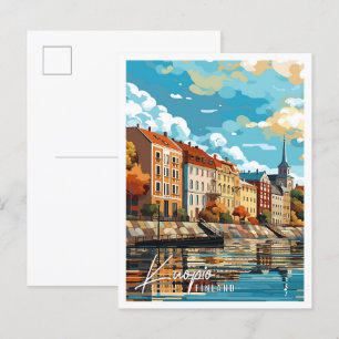 Kuopio Finland vintage reisillustratie Briefkaart