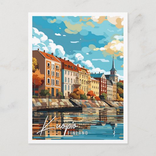 Kuopio Finland vintage reisillustratie Briefkaart (Voorkant)