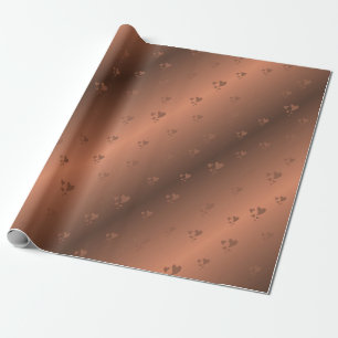 kupfer, brown, kerst, harten, xmas, glanzend cadeaupapier