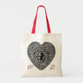 KUPID LACE HEART BLACK EN WHITPINK RED MONOGRAM TOTE BAG (Voorkant)