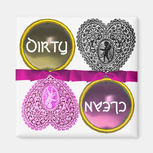 KUPID LACE HEART DIRTY CLEAN DISHWASHER MAGNEET