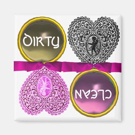 KUPID LACE HEART DIRTY CLEAN DISHWASHER MAGNEET (Voorkant)