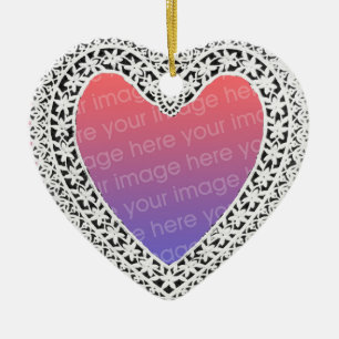 KUPID-LACE HEART FOTO-TEMPLATE KERAMISCH ORNAMENT