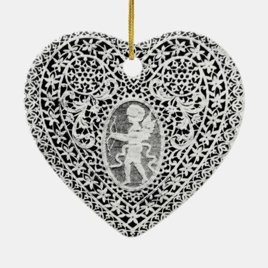KUPID-LACE HEART FOTO-TEMPLATE KERAMISCH ORNAMENT (Achterkant)