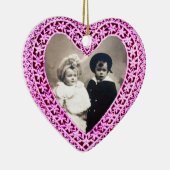 KUPID LACE HEART FOTO TEMPLATE, roze paars Keramisch Ornament (Rechts)