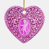 KUPID LACE HEART FOTO TEMPLATE, roze paars Keramisch Ornament (Achterkant)