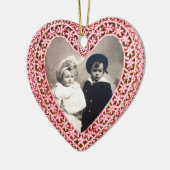 KUPID LACE HEART FOTO TEMPLATE, roze rood Keramisch Ornament (Links)