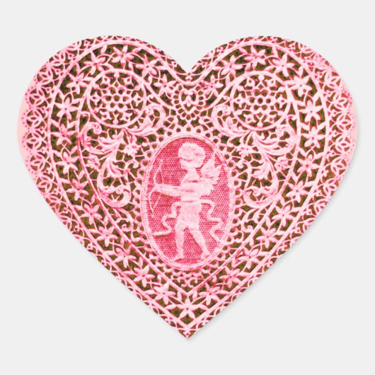 KUPID LACE HEART, roze rood zwart Hart Sticker (Voorkant)
