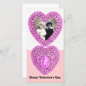 KUPID LACE HEART, Roze Wit Feestdagenkaart (Voorkant / Achterkant)