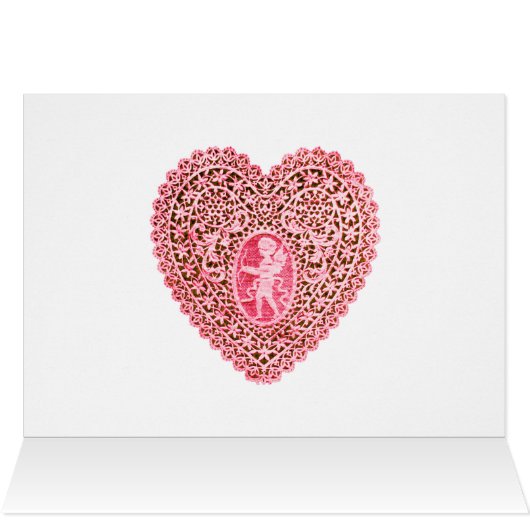 KUPID LACE HEART SILK FUCHSIA CLOTH, Pink Red (Binnen Horizontaal (Boven))