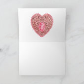 KUPID LACE HEART SILK FUCHSIA CLOTH, Pink Red Feestdagen Kaart (Binnen)