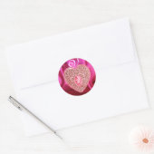 KUPID LACE HEART SILK FUCHSIA CLOTH, Pink Red Ronde Sticker (Envelop)