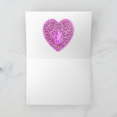 KUPID LACE HEART SILK FUCHSIA CLOTH, Pink Violet Feestdagen Kaart (Binnen)