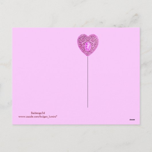 KUPID LACE HEART SILK FUCHSIA CLOTH, Pink Violet Feestdagenkaart (Achterkant)