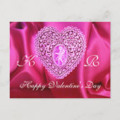 KUPID LACE HEART SILK FUCHSIA CLOTH, Pink Violet Feestdagenkaart (Voorkant)