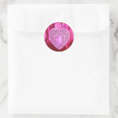 KUPID LACE HEART SILK FUCHSIA CLOTH, Pink Violet Ronde Sticker (Tas)