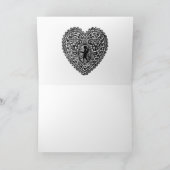 KUPID LACE HEART SILK FUCHSIA CLOTH, roze Black Feestdagen Kaart (Binnen)