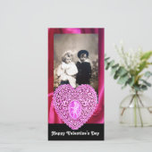 KUPID LACE HEART SILK FUCHSIA CLOTH, roze zwart Feestdagenkaart (Staand voorkant)