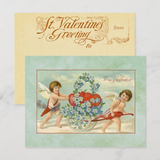 kupiden en harten briefkaart (Voorkant / Achterkant)