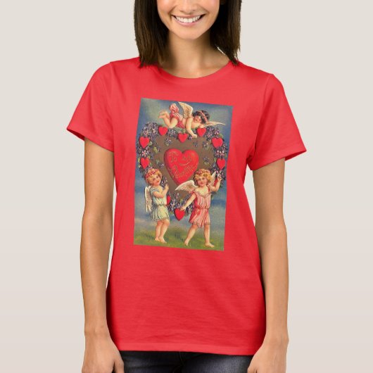  kupids en Valentijn Red Hearts Holiday T-shirt (Voorkant)