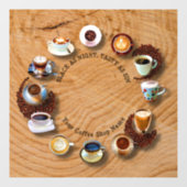 Kups van zwarte koffie met bonen als klok raamsticker (Vel)