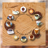 Kups van zwarte koffie met bonen als klok raamsticker (Vel 2)