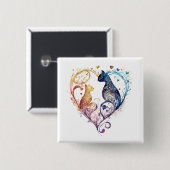 kuraudea een schattige kattenhartvormige Button (Voorkant /achterkant)