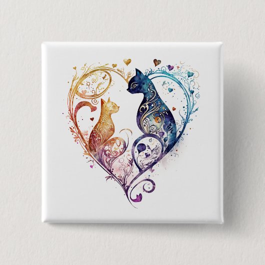 kuraudea een schattige kattenhartvormige Button (Voorkant)