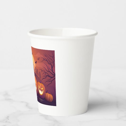 Kürbis Halloween Papbecher – Buntes Partygeschirr Papieren Bekers (Links)
