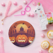 Kürbis Halloween Pappteller – Lustiges Halloween-P Papieren Bordje (Feest)