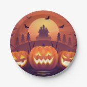 Kürbis Halloween Pappteller – Lustiges Halloween-P Papieren Bordje (Voorkant)
