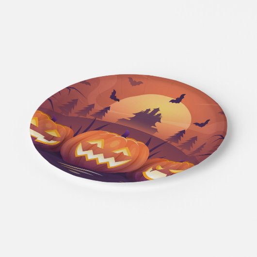 Kürbis Halloween Pappteller – Lustiges Halloween-P Papieren Bordje (Gekanteld)