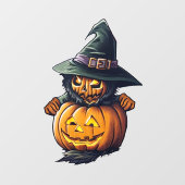 Kürbishexe im Katzenkostüm -  Raamsticker (Vel)