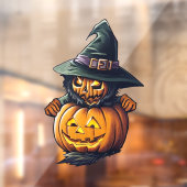 Kürbishexe im Katzenkostüm -  Raamsticker (Vel 2)