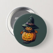 Kürbishexe im Katzenkostüm - Ronde Button 7,6 Cm (Voorkant /achterkant)