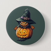 Kürbishexe im Katzenkostüm - Ronde Button 7,6 Cm (Voorkant)
