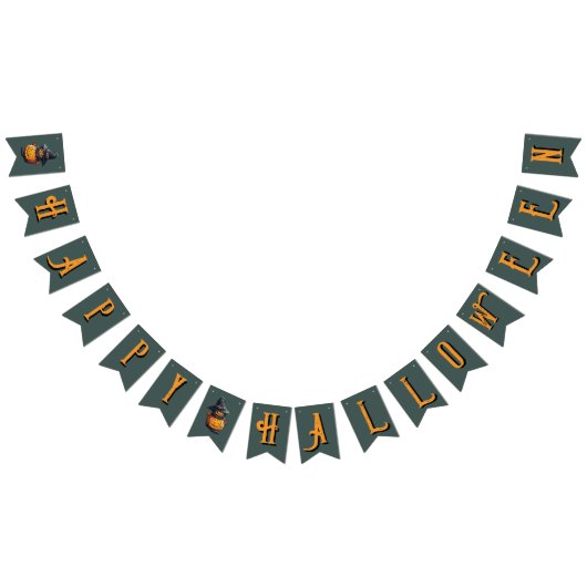 Kürbishexe im Katzenkostüm -  Vlaggetjes (Alle)