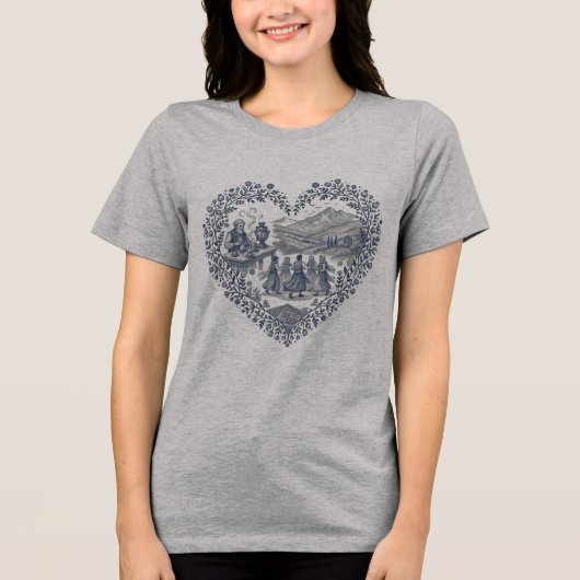 Kurdisch erfgoed Hartontwerp | Traditionele cultuu Tri-Blend Shirt (Voorkant)