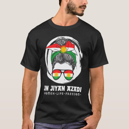 Kurdish Flag. JIN-JIYAN-AZADI Support Kurdish wome T-shirt (Voorkant)