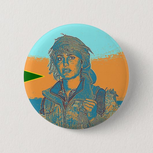 Kurdish YPJ Fighter 6 Ronde Button 5,7 Cm (Voorkant)