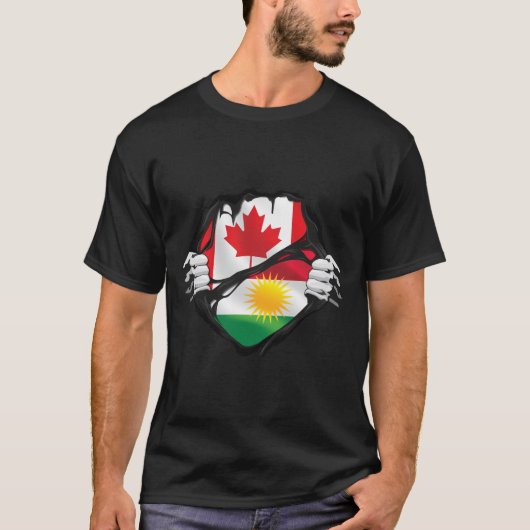 Kurdistan Canadian Hands Ripped Roots Flag T-shirt (Voorkant)
