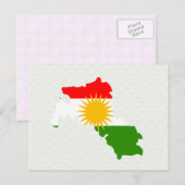 Kurdistan Flag Map, volledig formaat Briefkaart (Voorkant / Achterkant)