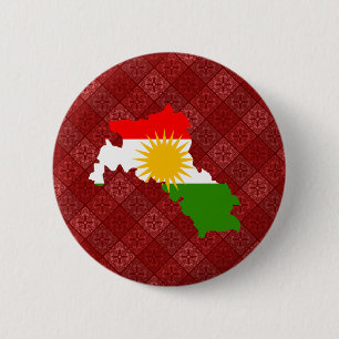 Kurdistan Flag Map, volledig formaat Ronde Button 5,7 Cm