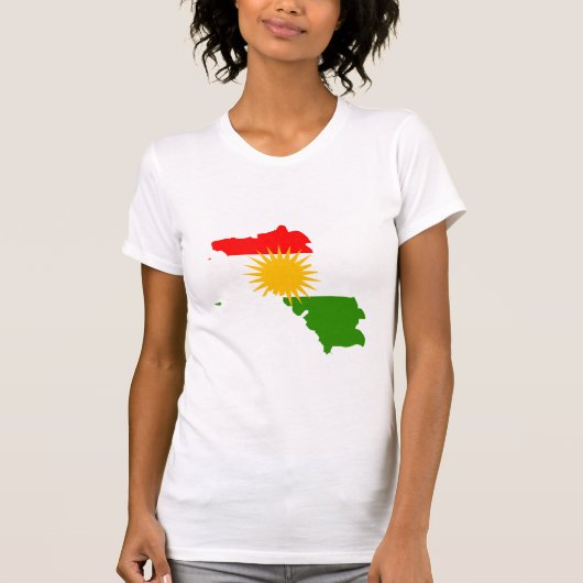 Kurdistan Flag Map, volledig formaat T-shirt (Voorkant)